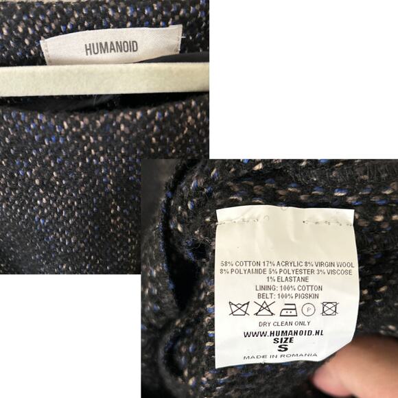 Humanoid Textured Knit Dress with Leather Belt – Multitone Weave, Size S - Picture 6 of 6